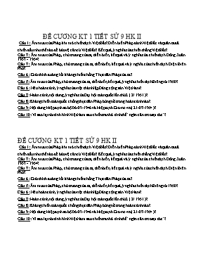 Đề cương kiểm tra một tiết học kì II Lịch sử lớp 9